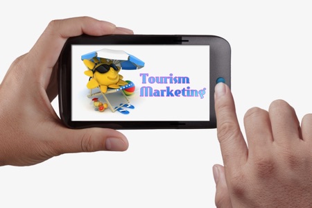 Smartphone with Tourism Marketing logo